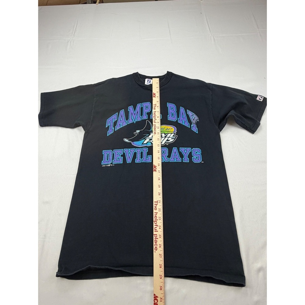 Logo 7 T-Shirt Mens Large Black TampaBay Devil Rays Vintage 1995 MLB Graphic USA - Picture 8 of 10